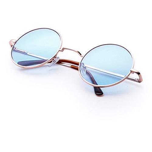 Round Frame Blue Lens Sunglasses