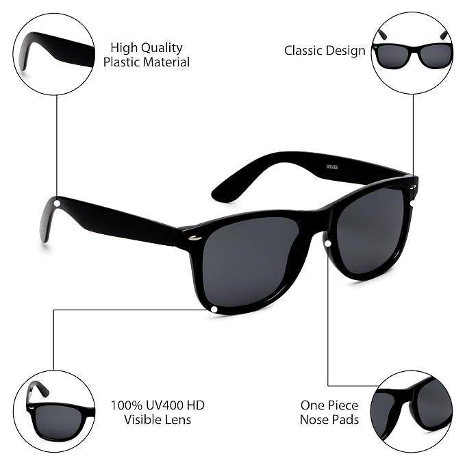 Classic Black Square Frame Sunglasses
