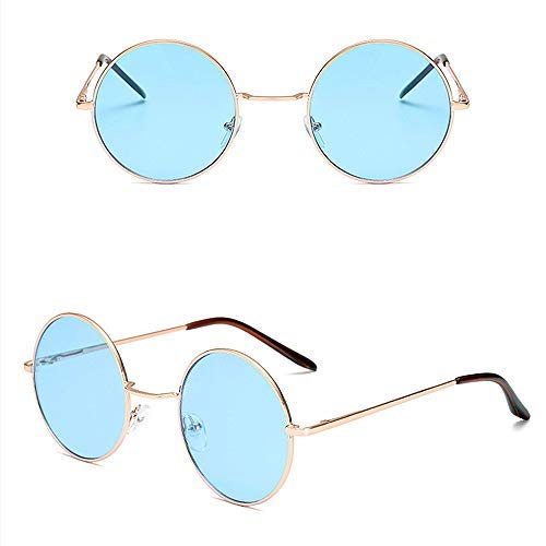 Round Frame Blue Lens Sunglasses